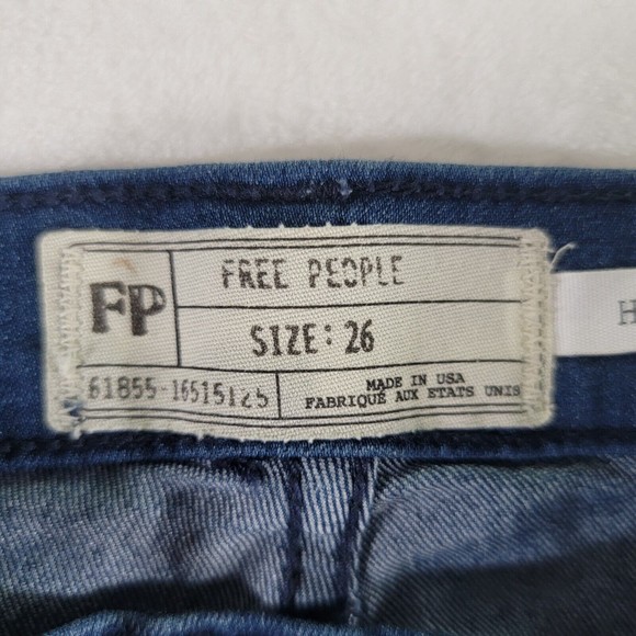 Free People Women's Jeans Size 26 Hi-Rise Skinny Blue Stretch Denim Made In USA - Picture 5 of 16